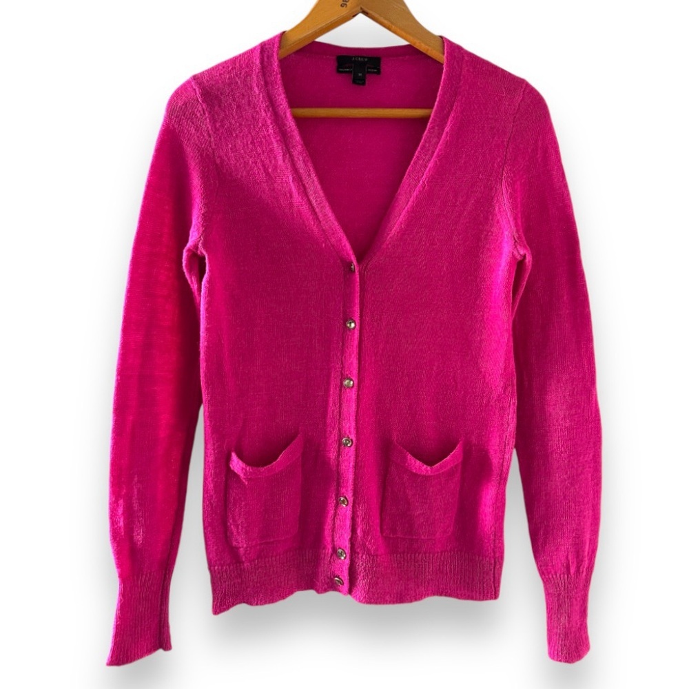 J. Crew Pink Alpaca Merino Wool Blend V-Neck Knit Cardigan Women’s Size Medium
